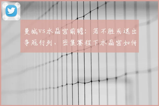 曼城vs水晶宫前瞻:若不胜或退出争冠行列,密集赛程下水晶宫如何布防?